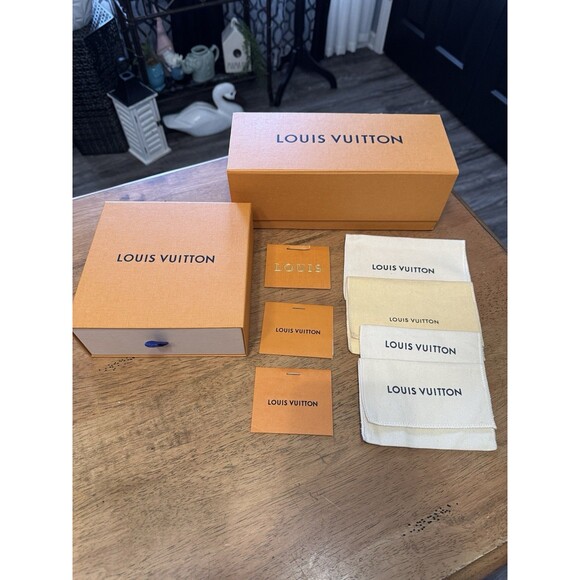 2- Louis Vuitton Authentic Small Drawer Storage Empty Box Slide, Tags, Dust Bags - Picture 1 of 9